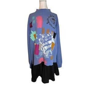 VTG E. Drumm Designs Dress Tunic Art to Wear Hand Painted Artsy Boho Lagenlook